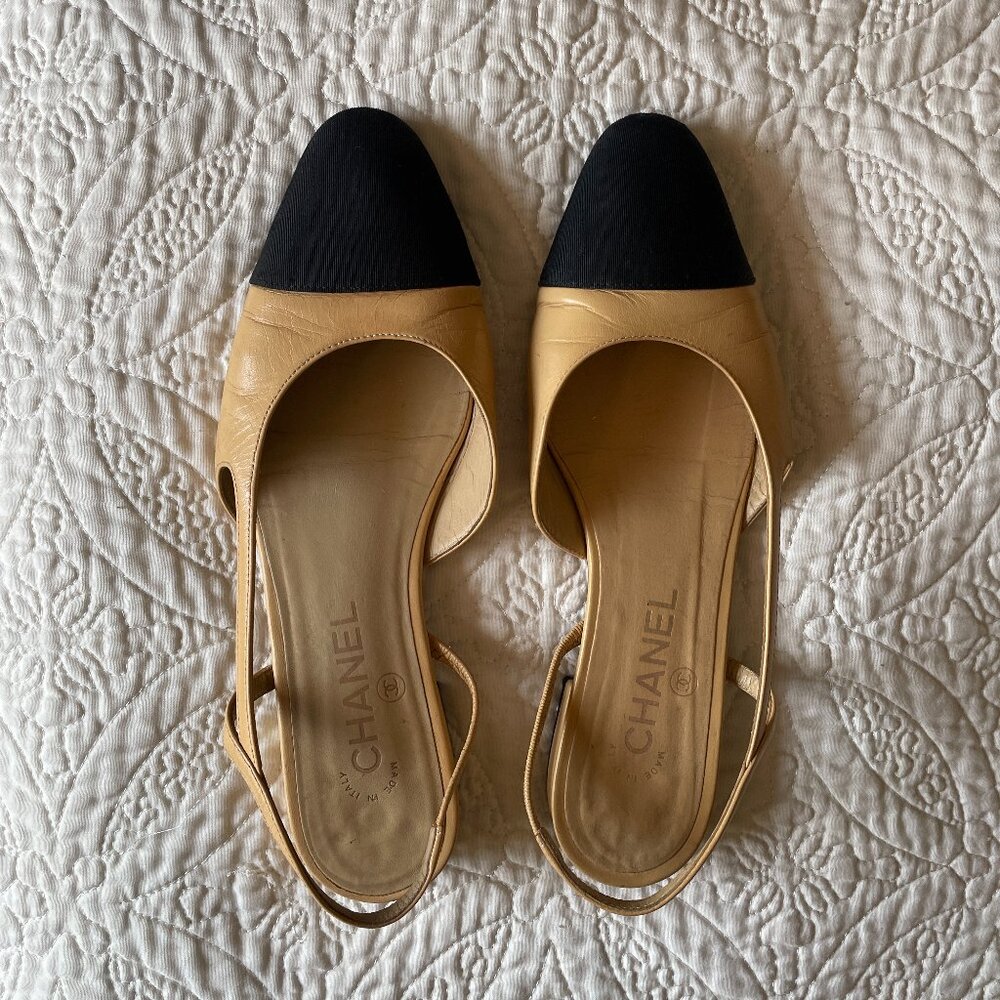 Chanel Leather Slingback Flats